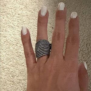 nOir Jewelry Silver and Blue Ring